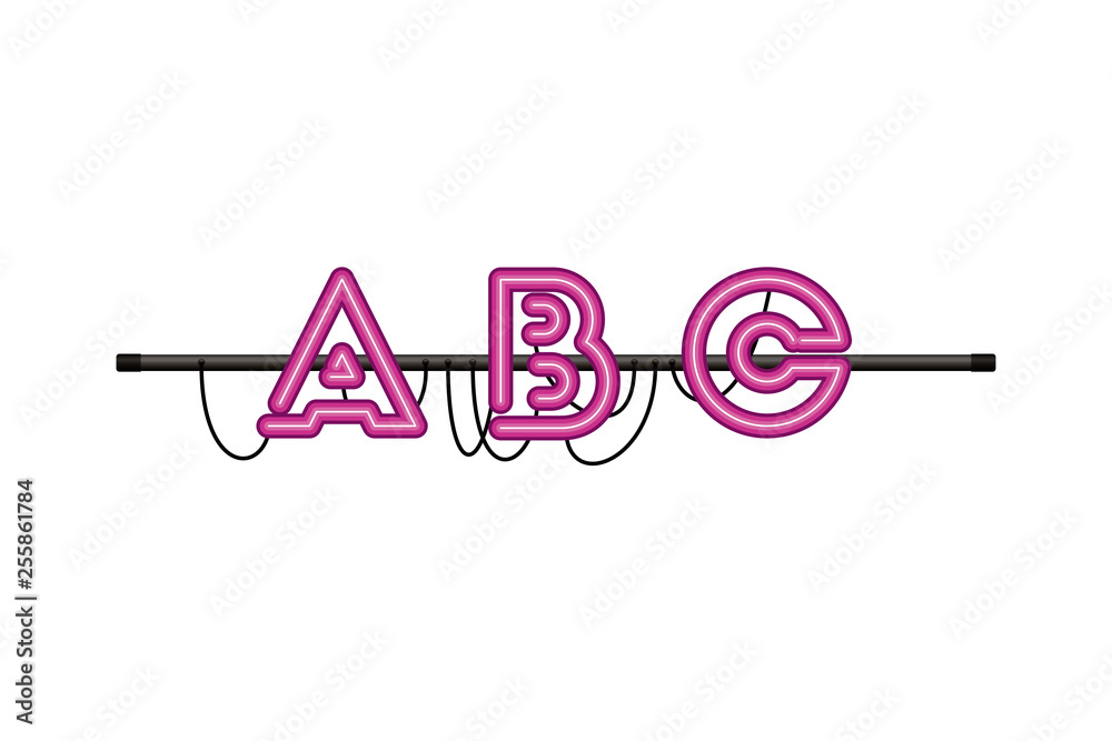 alphabet in neon light isolated icon alphabet in neon light isolated icon
