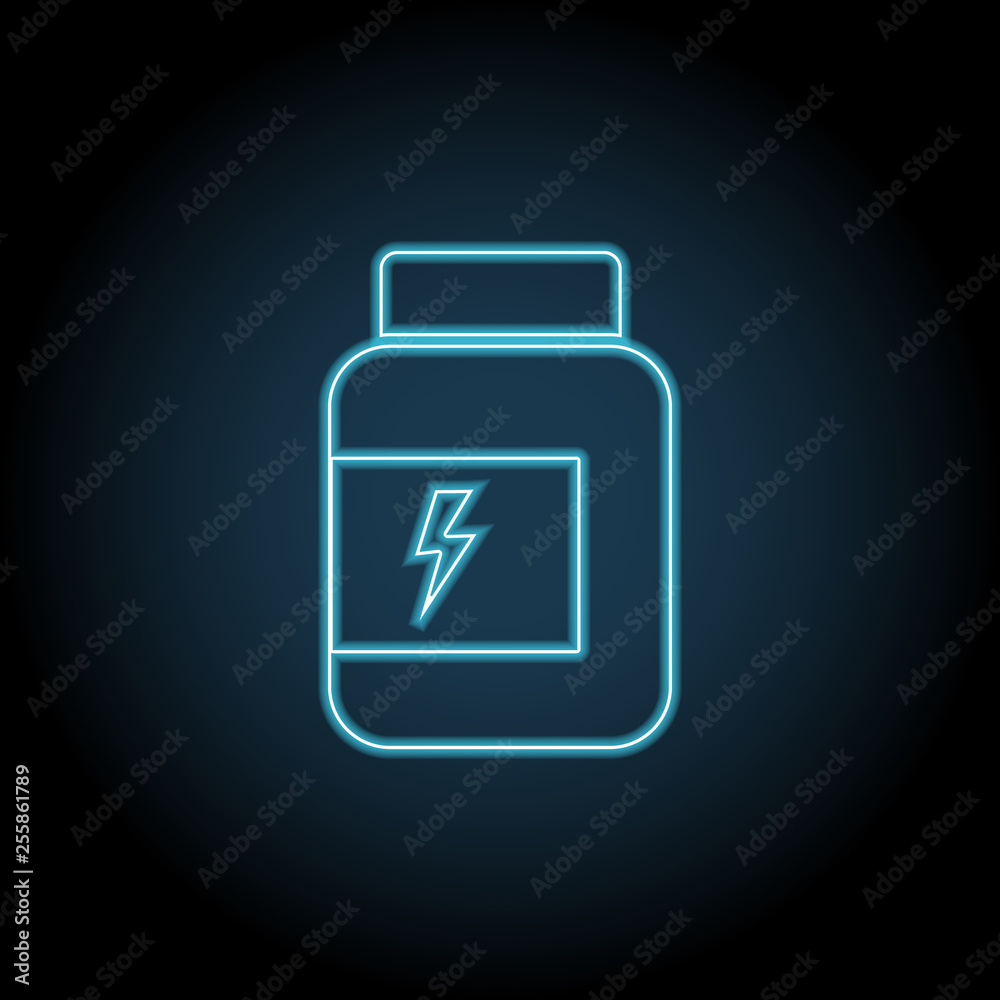 The bank of protein, white, albumen neon icon . Simple thin line, outline vector of Gym, sport icons for UI and UX, website or mobile application