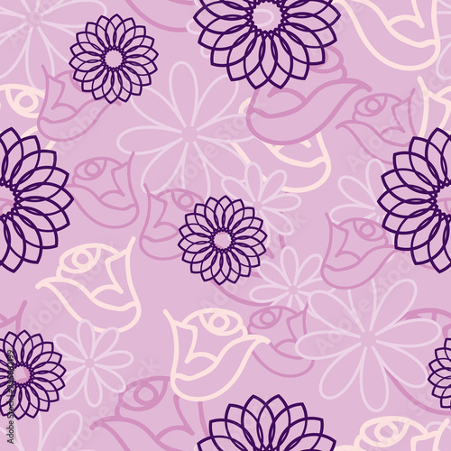 Pink Hidden Flower seamless pattern background. 