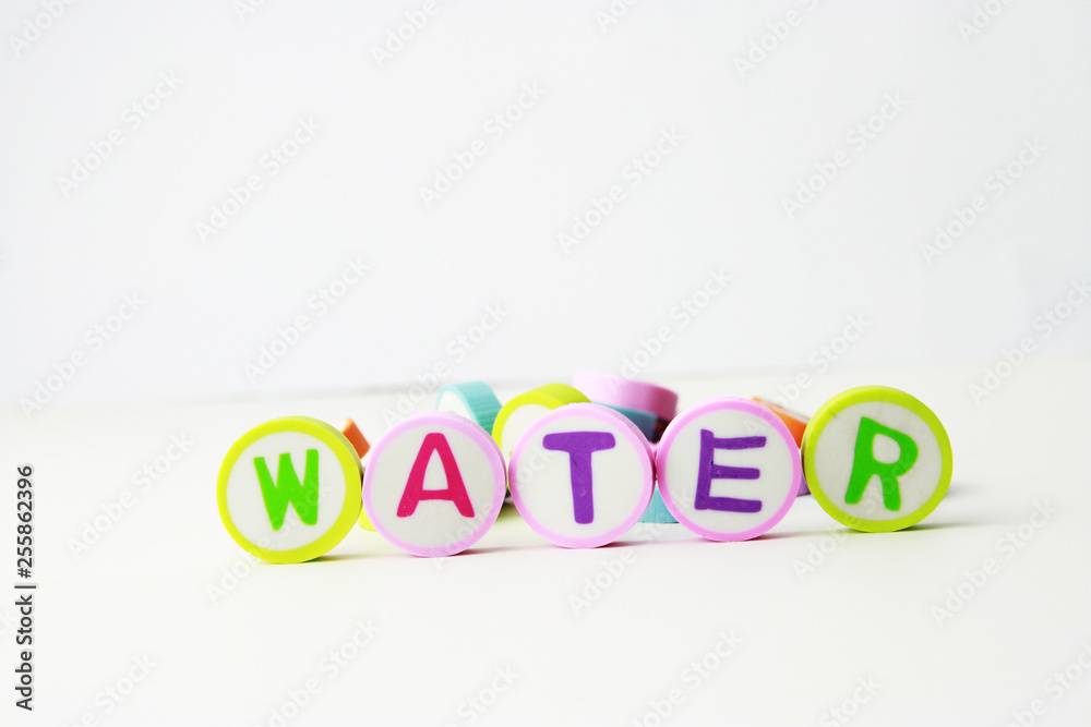 Alphabet printed on the round shape eraser background Alphabet printed on the round shape eraser background
