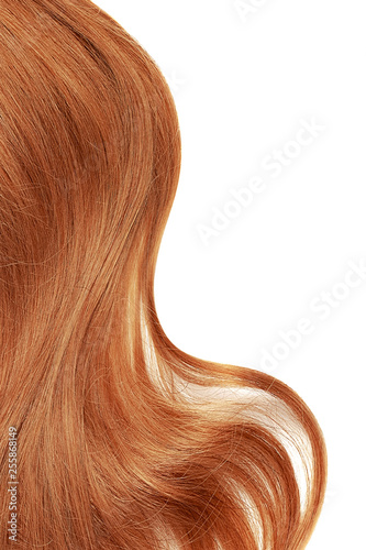 Natural red hair isolated on white. Background