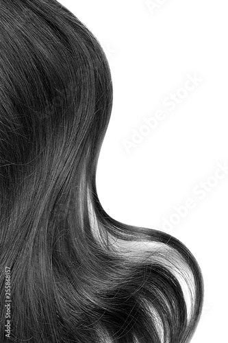 Natural black hair isolated on white. Background