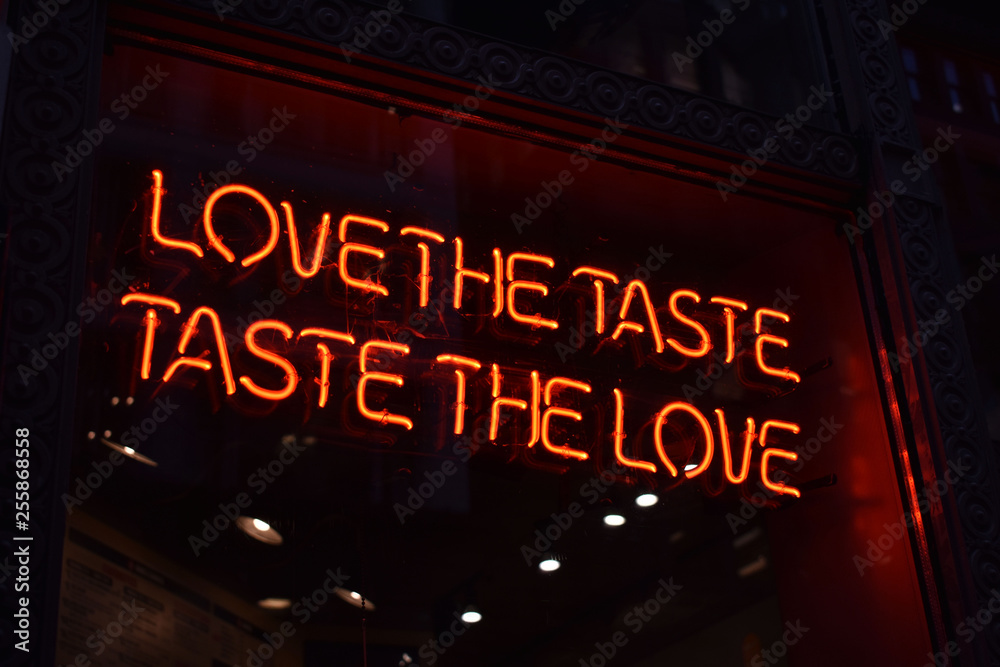 Fototapeta premium Love the Taste / Taste the Love Neon Light