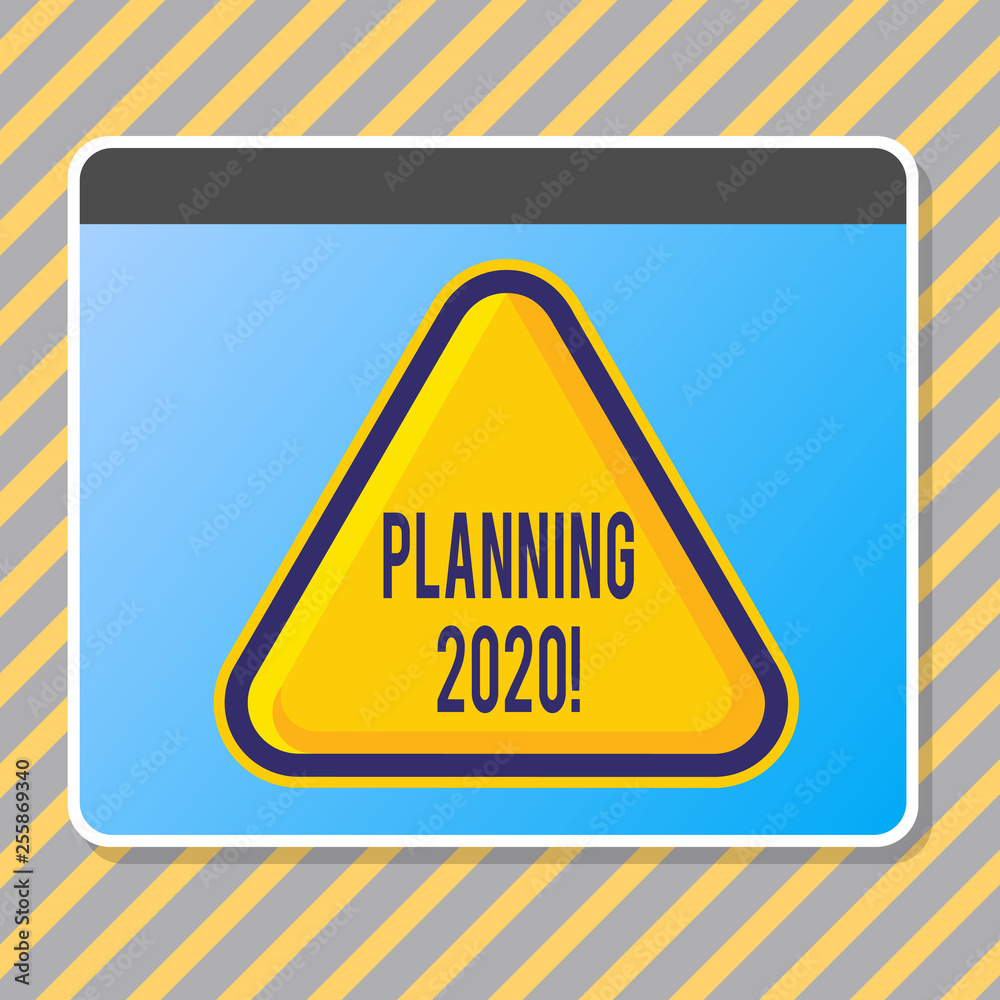 Conceptual hand writing showing Planning 2020. Concept meaning process of making plans for something next year Blank Yellow Embossed Triangle with Border as Web Button In Screen Conceptual hand writing showing Planning 2020. Concept meaning process of making plans for something next year Blank Yellow Embossed Triangle with Border as Web Button In Screen