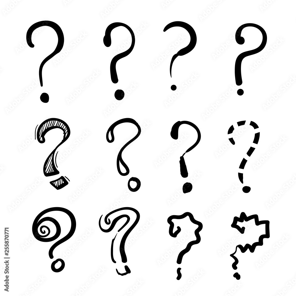 hand drawn doodle question marks vector element hand drawn doodle question marks vector element