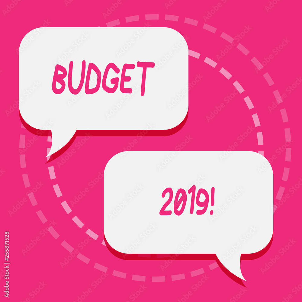 Handwriting text Budget 2019. Conceptual photo estimate of income and expenditure for current year Two Blank White Speech Balloon Engaging in Conversation on Pastel Backdrop Handwriting text Budget 2019. Conceptual photo estimate of income and expenditure for current year Two Blank White Speech Balloon Engaging in Conversation on Pastel Backdrop