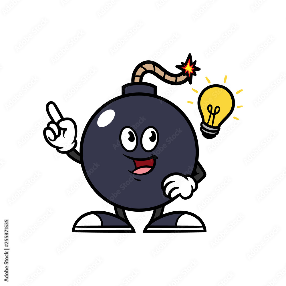 Cartoon Bomb Character With Idea Cartoon Bomb Character With Idea
