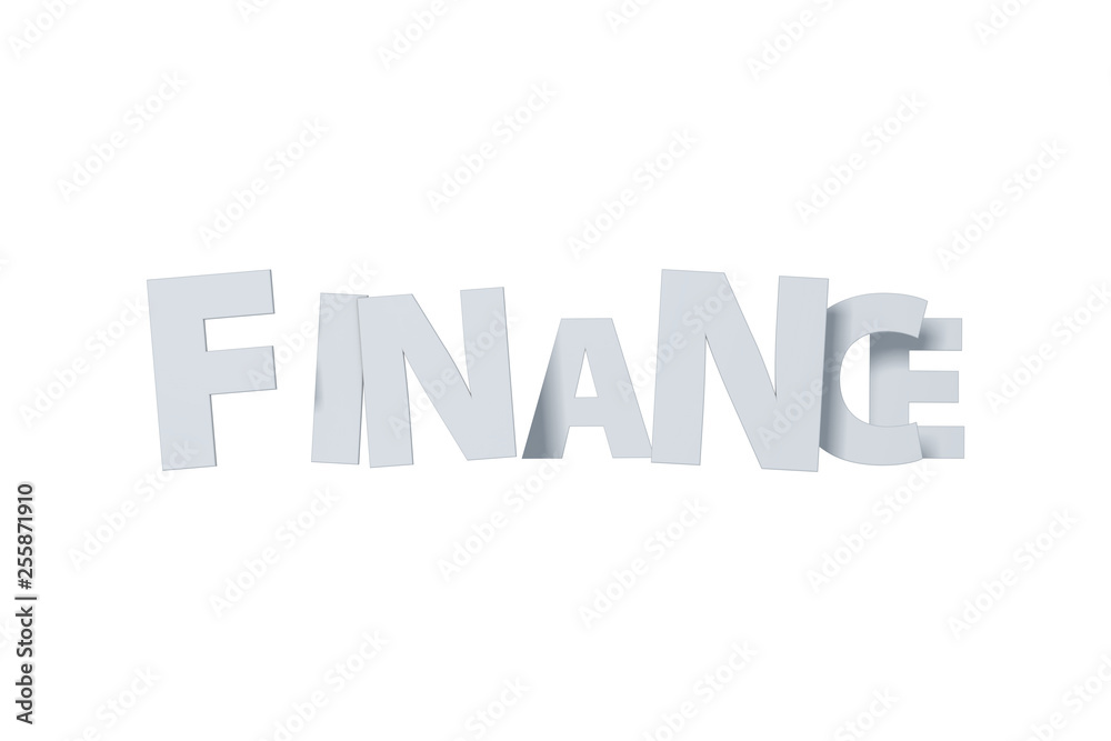 3D Finance Text Letters on White