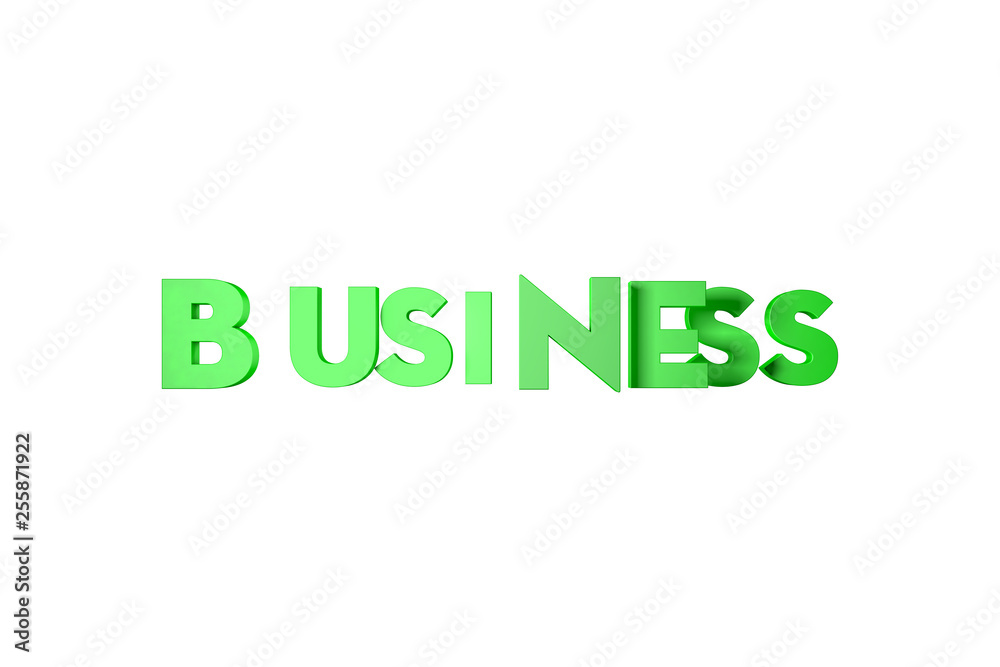 3D Green Business Text Letters on White 3D Green Business Text Letters on White