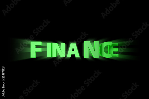 3D Green Finance Text Letters on Black