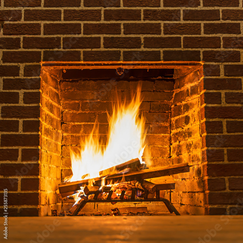 Flame in a fireplace
