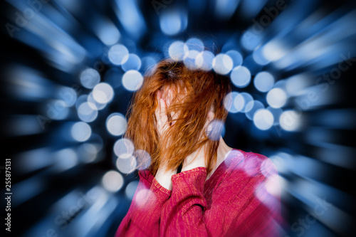 a woman is overloaded with external influences