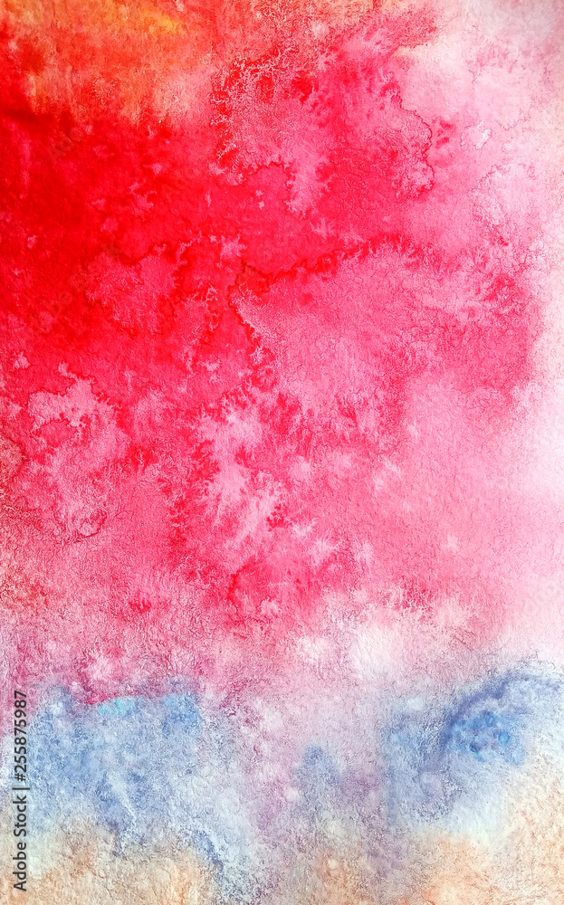 Fototapeta premium Abstract red watercolor background in paper
