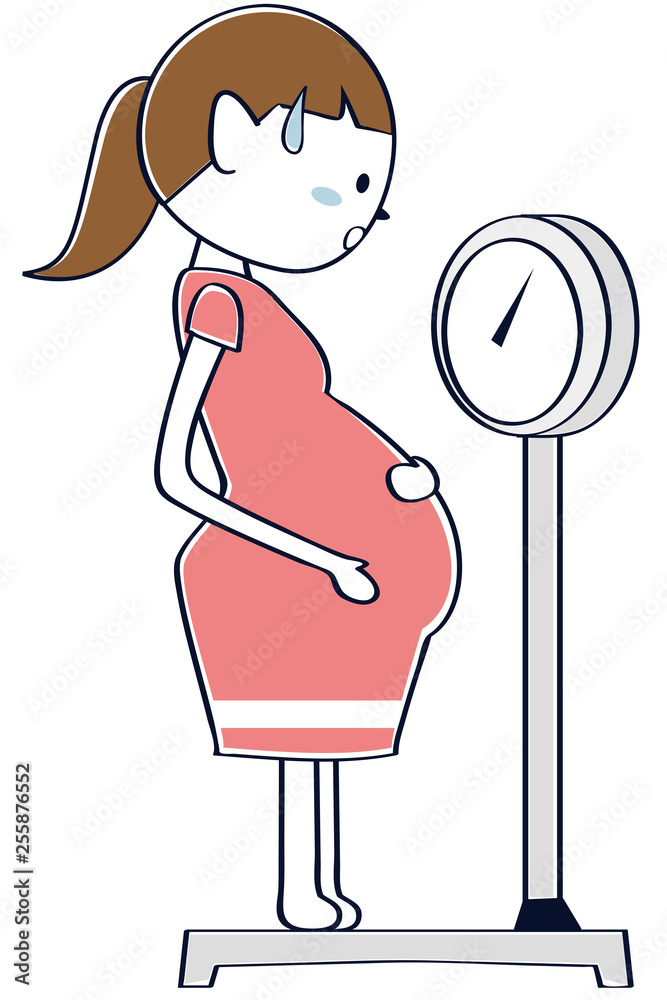 ポニーテールの妊婦が体重に青ざめる Stock Vector Adobe Stock