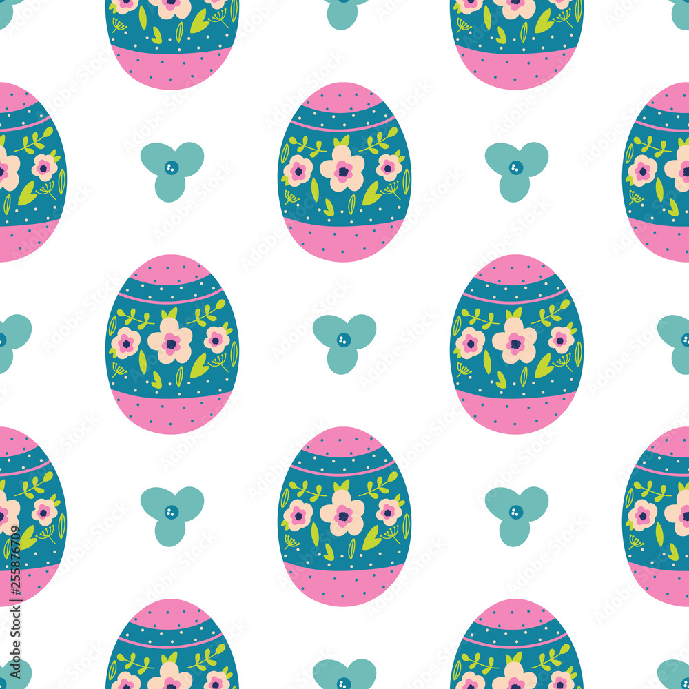 Easter eggs seamless pattern vector illustrations. Different floral ornaments. Sketch for wrapping paper. Easter eggs seamless pattern vector illustrations. Different floral ornaments. Sketch for wrapping paper.