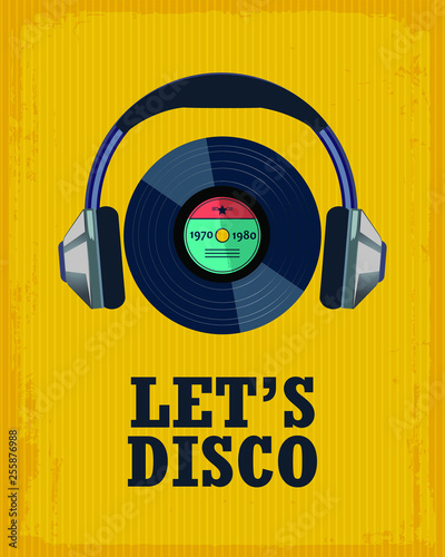yellow disco retro vector poster wiyj vinyl