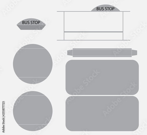 Bus Stop Paper Model Vector , cut and glue