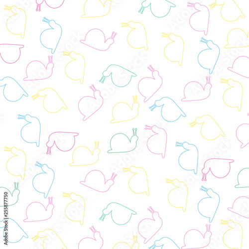 Wallpaper Mural pattern of cute snails cartoon , colorful wallpaper on white background. Illustration.. Torontodigital.ca