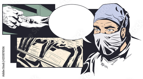 Blood for transfusion. Blood donor service. Stock illustration.