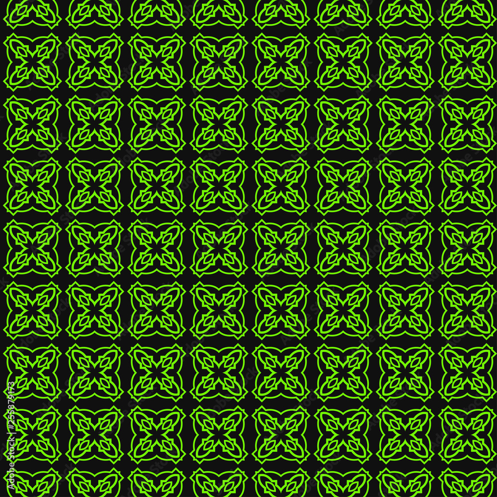 Art Deco Pattern Of Geometric Elements. Seamless Pattern. Vector Illustration. Design For Printing, Presentation, Textile Industry. green black color