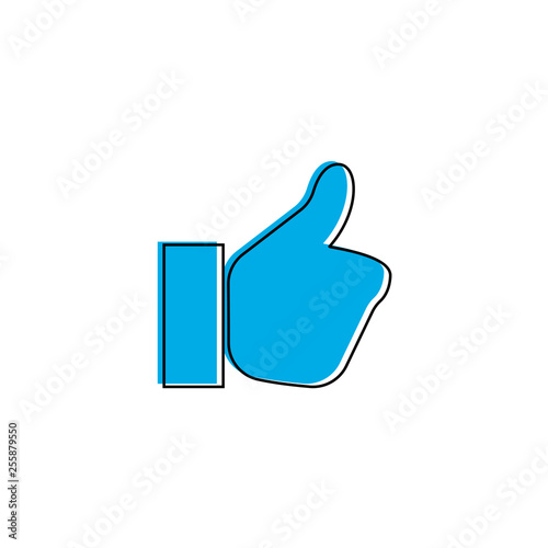 Thumb Up vector icon. Style is flat symbol, blue color, white background