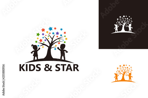 Kids and Star Logo Template Design Vector, Emblem, Design Concept, Creative Symbol, Icon