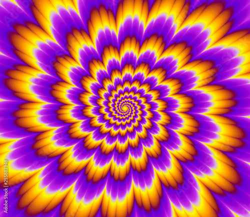 Pulsing fiery flower. Optical expansion illusion.