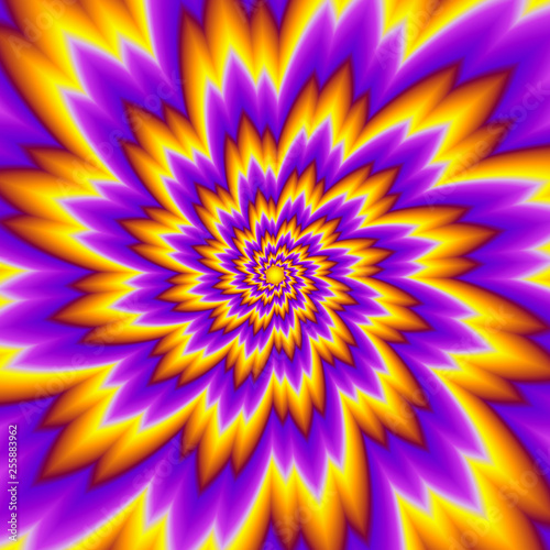Pulsing fiery flower. Optical expansion illusion.