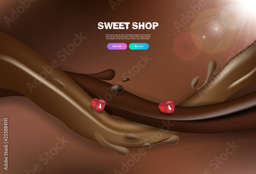 ector background with squirt milk chocolate cocktail with cherry