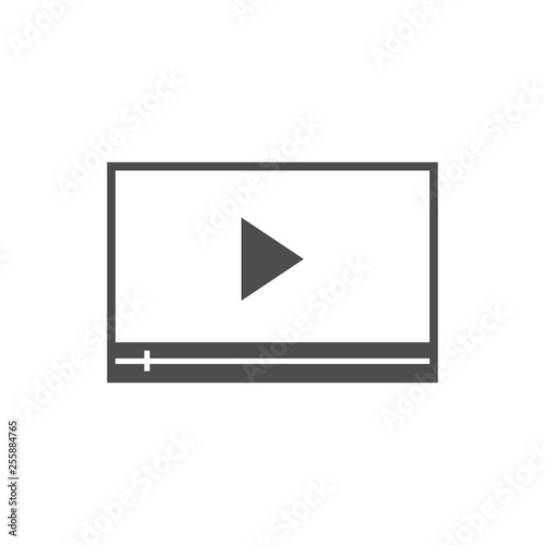 Video player icon. Vector illustration, flat design.