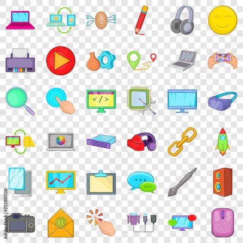 Laptop icons set. Cartoon style of 36 laptop vector icons for web for any design