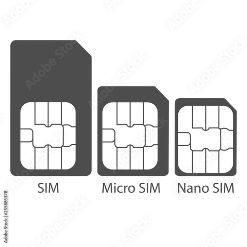 Different types of SIM card. Vector illustration, flat design. photo