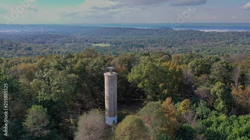 Observation tower on top of mountain, dense woods surrounding the scene, Governor Dick observation tower in Lebanon County, PA photo