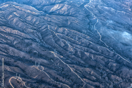 Aerial landscape photography: Whimsical pattern of mountains in Southern California