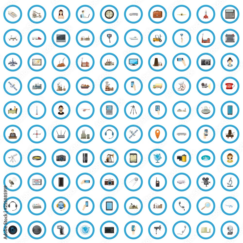 100 hi-tech icons set in cartoon style for any design vector illustration 100 hi-tech icons set in cartoon style for any design vector illustration