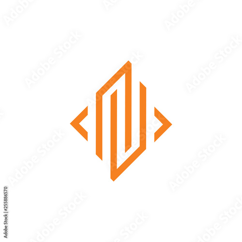 abstract letter n u square line arrow logo vector