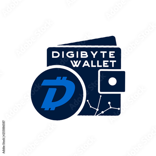 Digibyte wallet logo graphic. Digital asset concept. Crypto DGB emblem. Blockchain technology sticker for printing. Stock vector tech illustration isolated on white background. photo