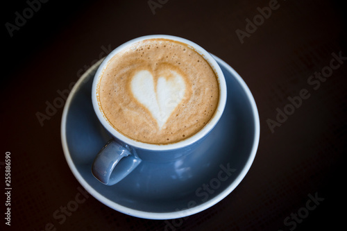 Coffee latte art with heart shape