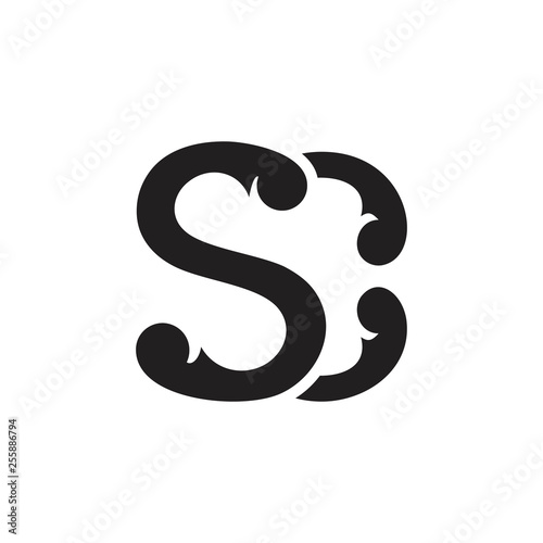 letters sc simple linked logo vector