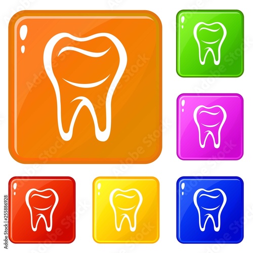 Tooth icons set collection vector 6 color isolated on white background