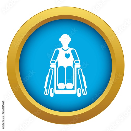 Invalid man wheelchair icon blue vector isolated on white background for any design