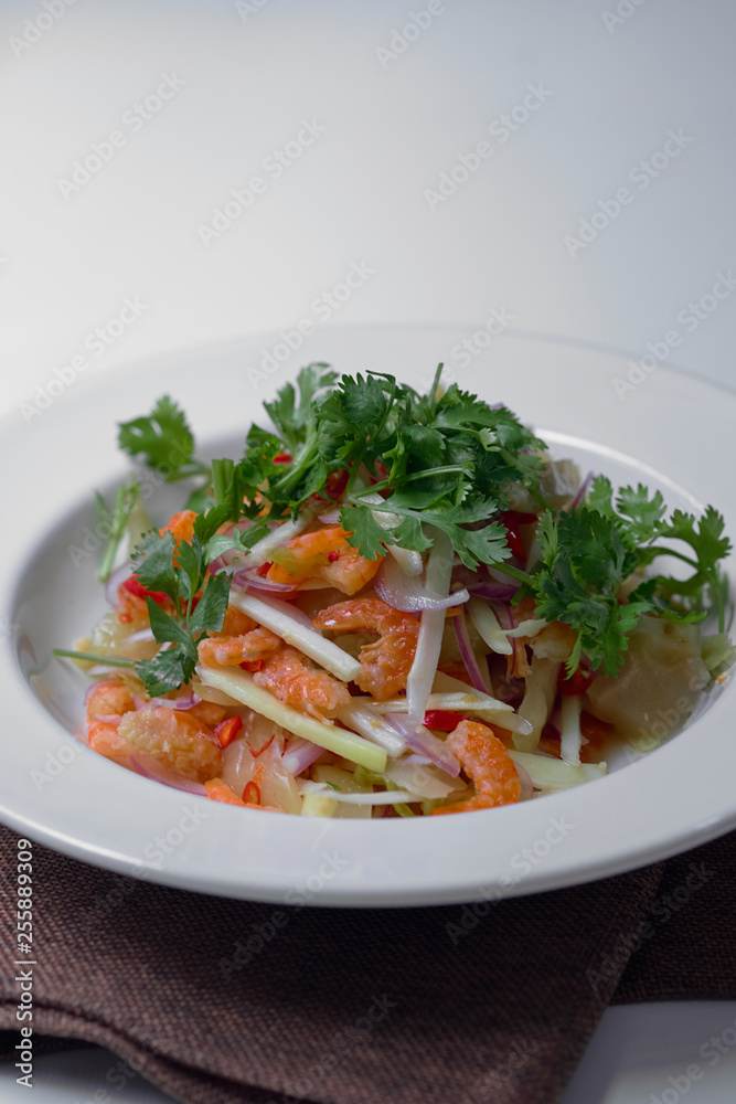 sweet and sour dried shrimp salad with coriander and Pickle sweet and sour dried shrimp salad with coriander and Pickle