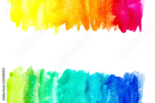 Border of abstract watercolor art hand paint on white background. Watercolor background