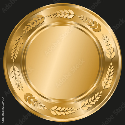 Shiny round template with gold border
