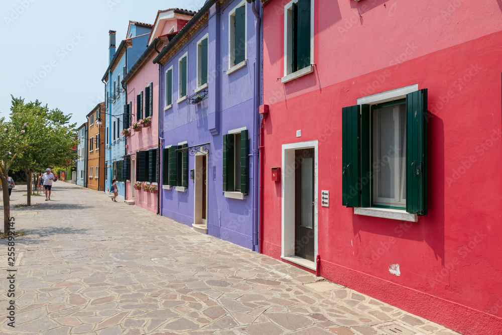 Panoramic view of brightly coloured homes of Burano