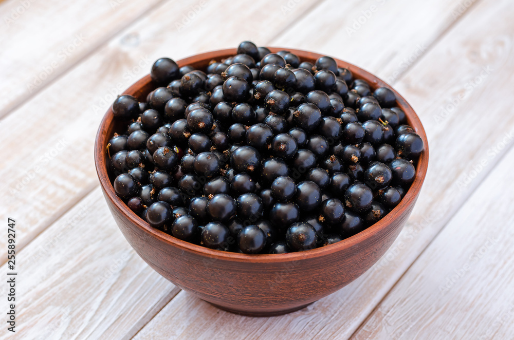 Ripe black currant in a clay dish. Ripe black currant in a clay dish.