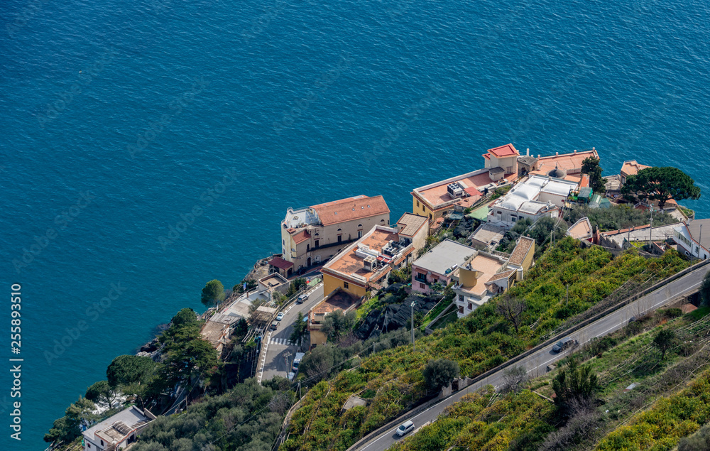 Landscape Amalfi Coast, street for Ravello, Italy