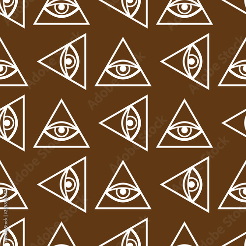 Eye providence magical seamless pattern. Mystical masonry background. Vector illustration.