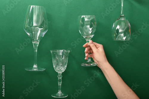 Various Wine Glasses on Gre...