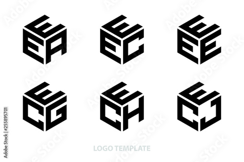 hexagon logo with three alphabet initial. Vector template illustration.icon